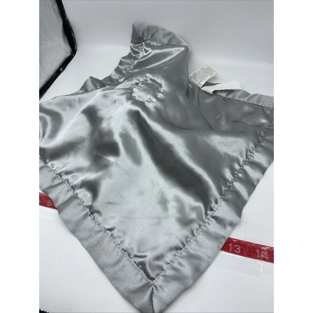 Cloud Island Elephant Gray White Striped Satin Baby Security Blanket Lovey Toy